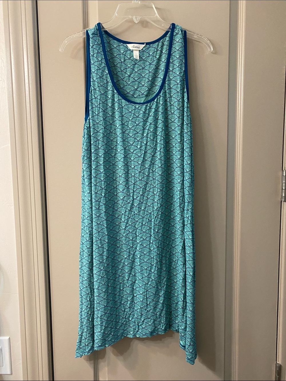 Soma Teal and Navy Printed Sleep Tank